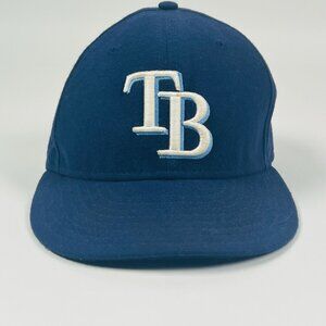 New Era Vintage Style MLB Tampa Bay Rays Baseball Hat Fitted Navy Blue TB Cap